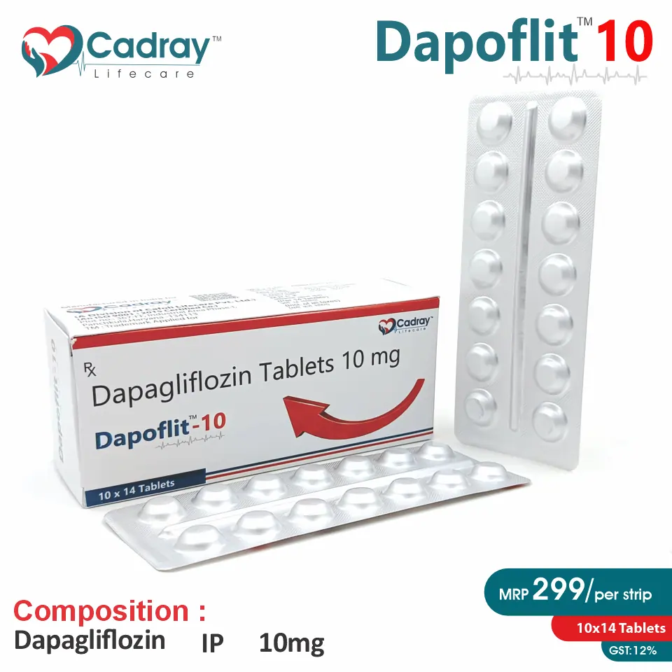 Dapagliflozin 10mg Tablets at the best price in PCD Pharma Franchise for SGLT2 Inhibitor, Type 2 Diabetes Management.